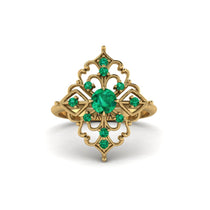 Emerald Royal Filigree Cluster Engagement Ring - Zinnia No. 19 image 1