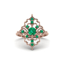 Emerald Royal Filigree Cluster Engagement Ring - Zinnia No. 20 image 1