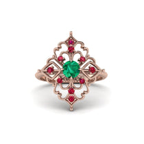 Ruby Royal Filigree Cluster Engagement Ring - Zinnia No. 50 image 1