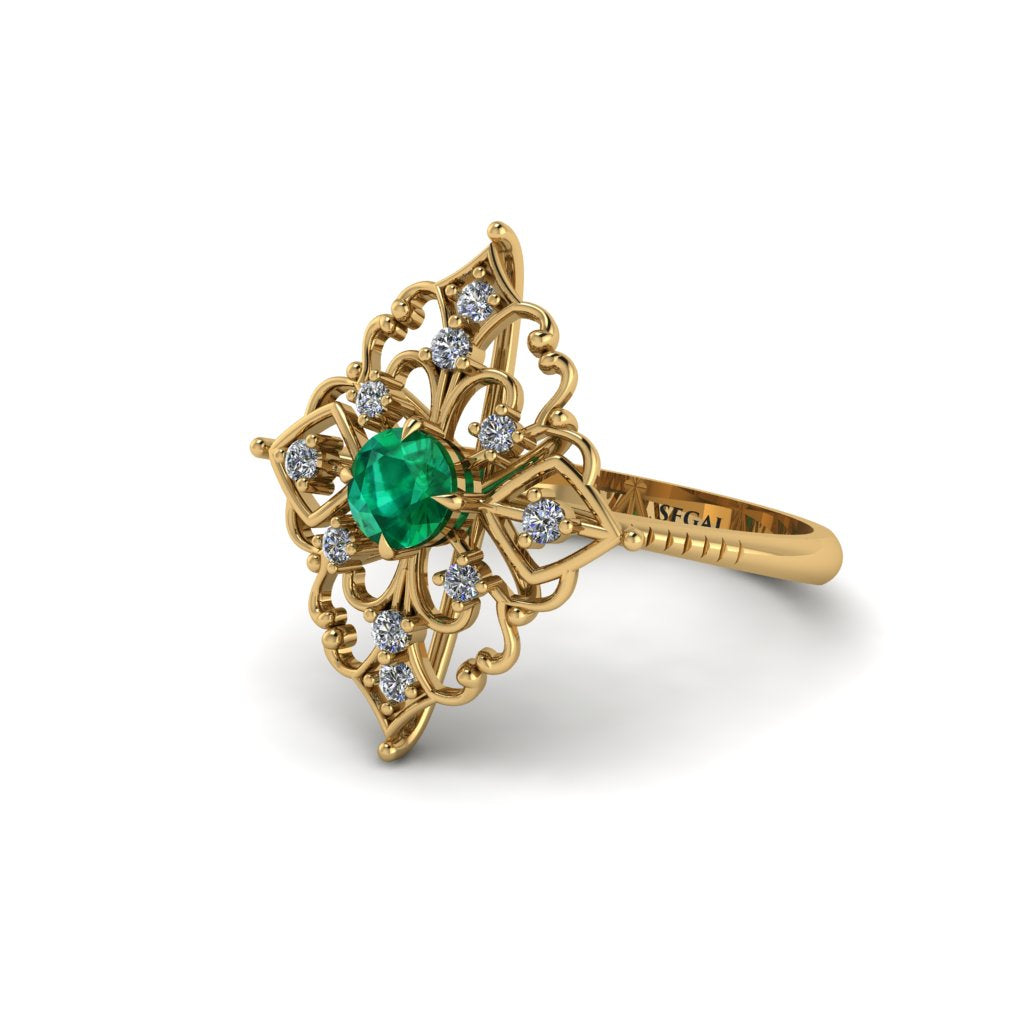 Diamond Royal Filigree Cluster Engagement Ring - Zinnia No. 4