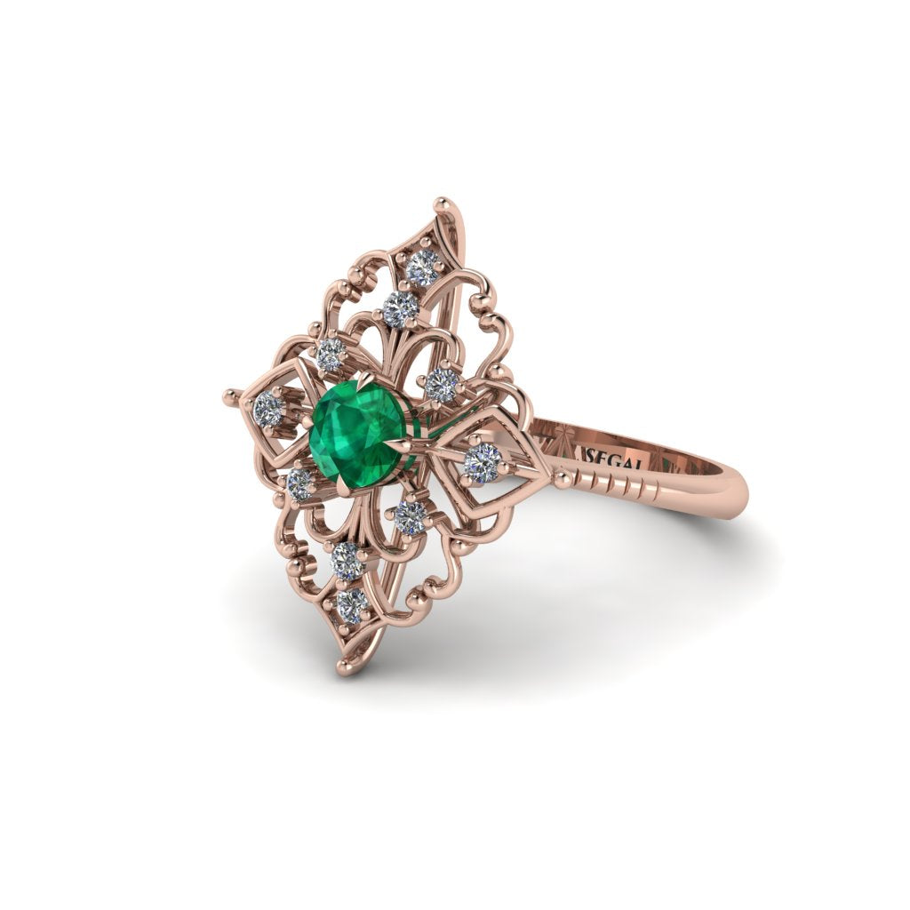 Diamond Royal Filigree Cluster Engagement Ring - Zinnia No. 5