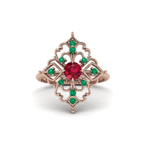 Emerald Royal Filigree Cluster Engagement Ring - Zinnia No. 26 image 1