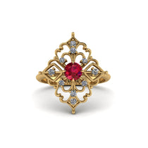 Diamond Royal Filigree Cluster Engagement Ring - Zinnia No. 10 image 1