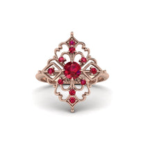 Ruby Royal Filigree Cluster Engagement Ring - Zinnia No. 56 image 1