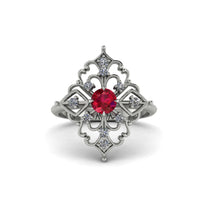 Diamond Royal Filigree Cluster Engagement Ring - Zinnia No. 12 image 1