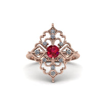 Diamond Royal Filigree Cluster Engagement Ring - Zinnia No. 11 image 1