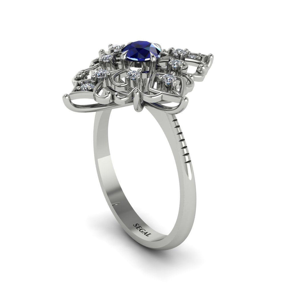 Diamond Royal Filigree Cluster Engagement Ring - Zinnia No. 15