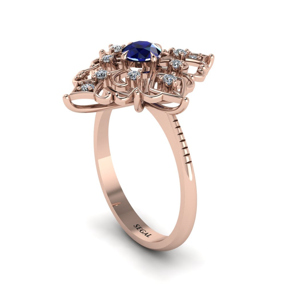 Diamond Royal Filigree Cluster Engagement Ring - Zinnia No. 14