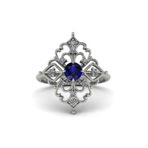 Diamond Royal Filigree Cluster Engagement Ring - Zinnia No. 15 image 1