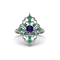 Emerald Royal Filigree Cluster Engagement Ring - Zinnia No. 30 image 1