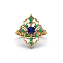Emerald Royal Filigree Cluster Engagement Ring - Zinnia No. 28 image 1