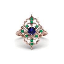 Emerald Royal Filigree Cluster Engagement Ring - Zinnia No. 29 image 1