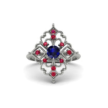 Ruby Royal Filigree Cluster Engagement Ring - Zinnia No. 60 image 1