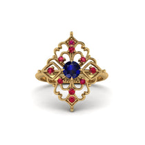 Ruby Royal Filigree Cluster Engagement Ring - Zinnia No. 58 image 1