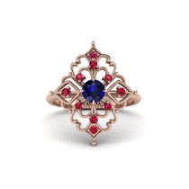 Ruby Royal Filigree Cluster Engagement Ring - Zinnia No. 59 image 1