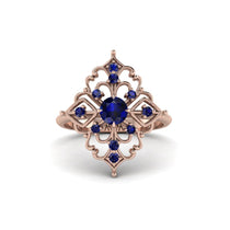 Sapphire Royal Filigree Cluster Engagement Ring - Zinnia No. 74 image 1