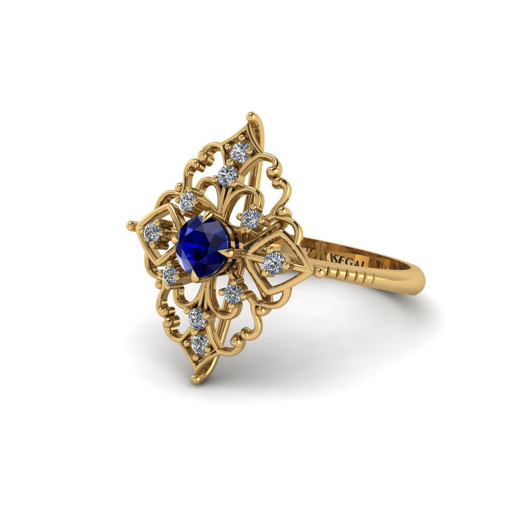 Diamond Royal Filigree Cluster Engagement Ring - Zinnia No. 13
