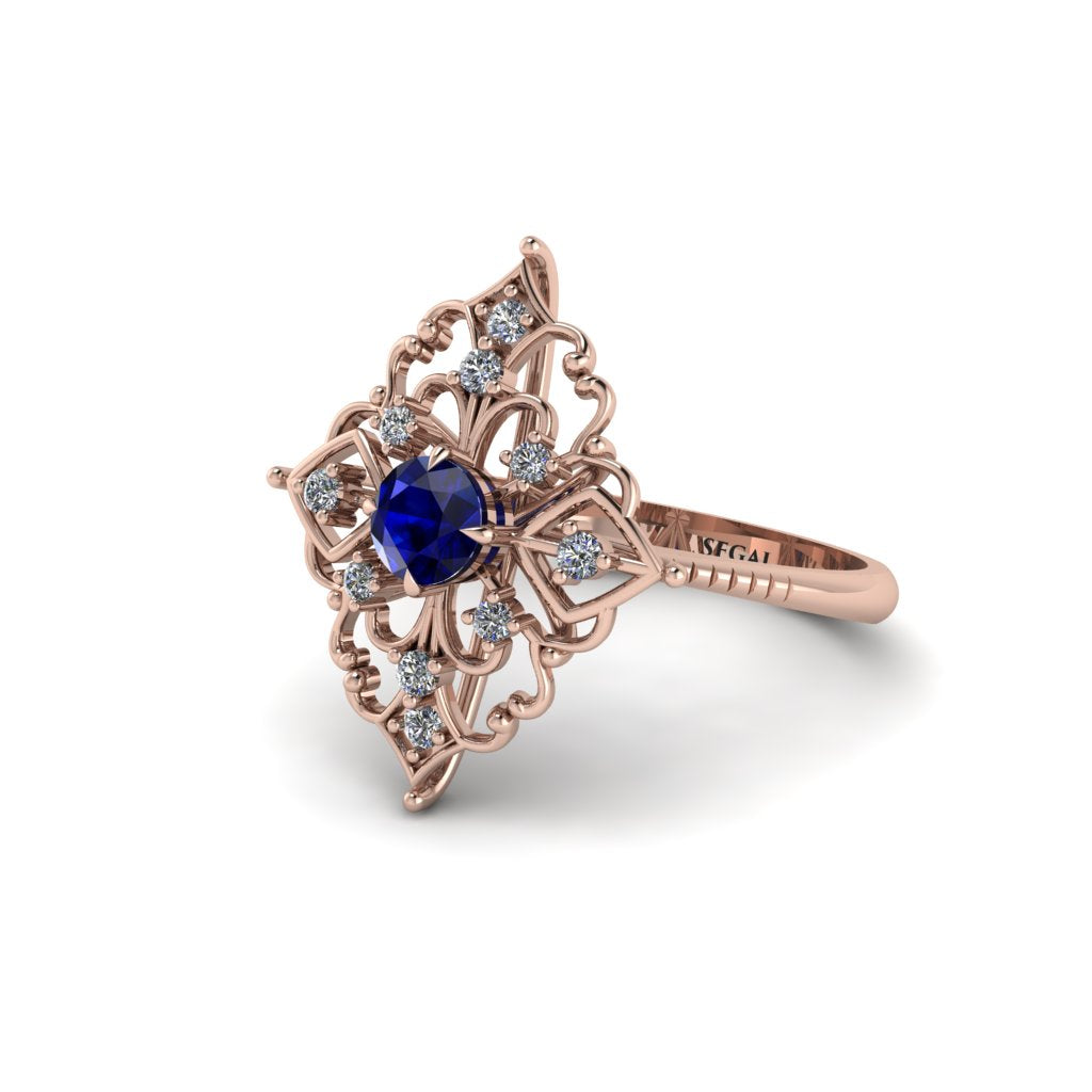 Diamond Royal Filigree Cluster Engagement Ring - Zinnia No. 14