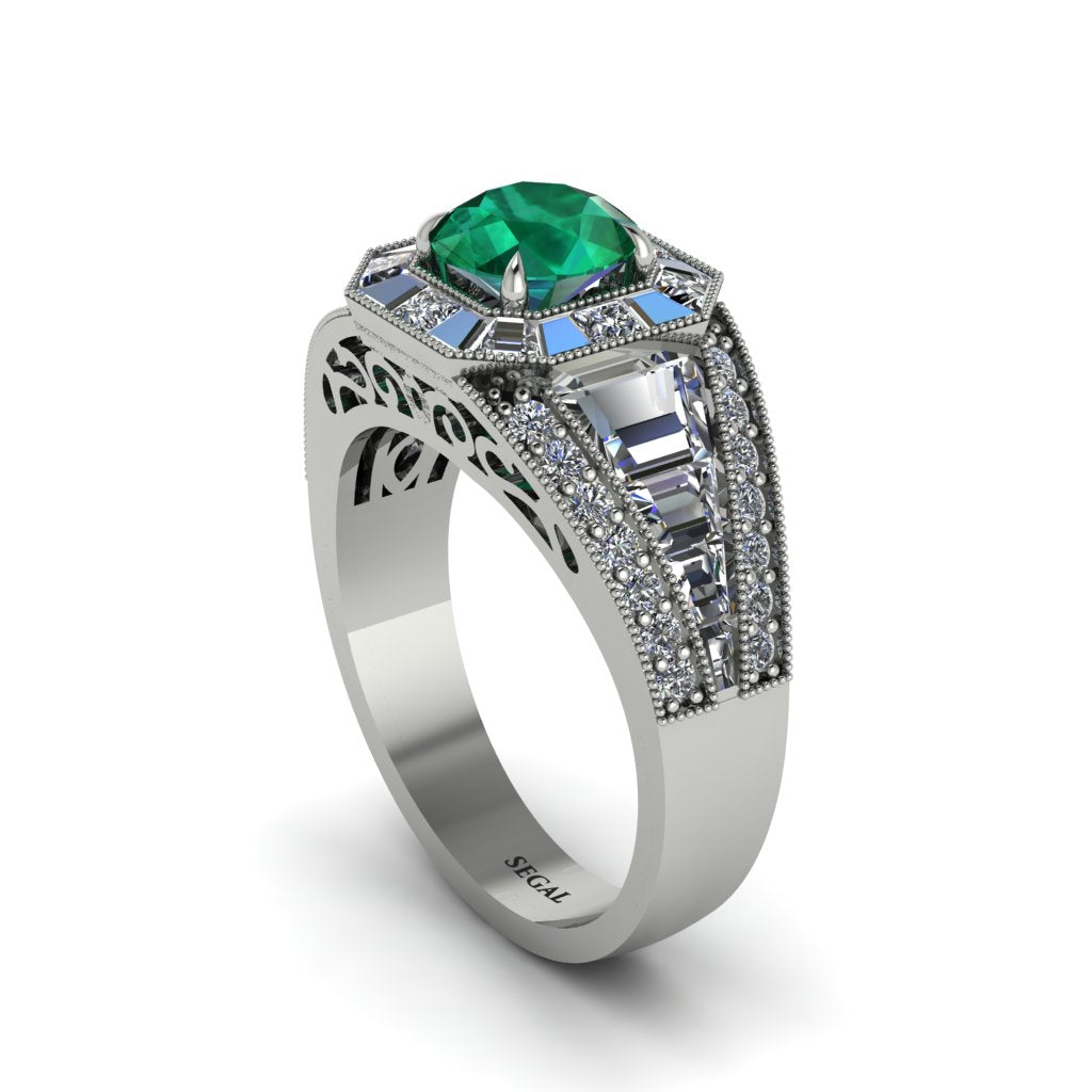 Emerald Royal Radiance Halo Engagement Ring - Liana No. 6
