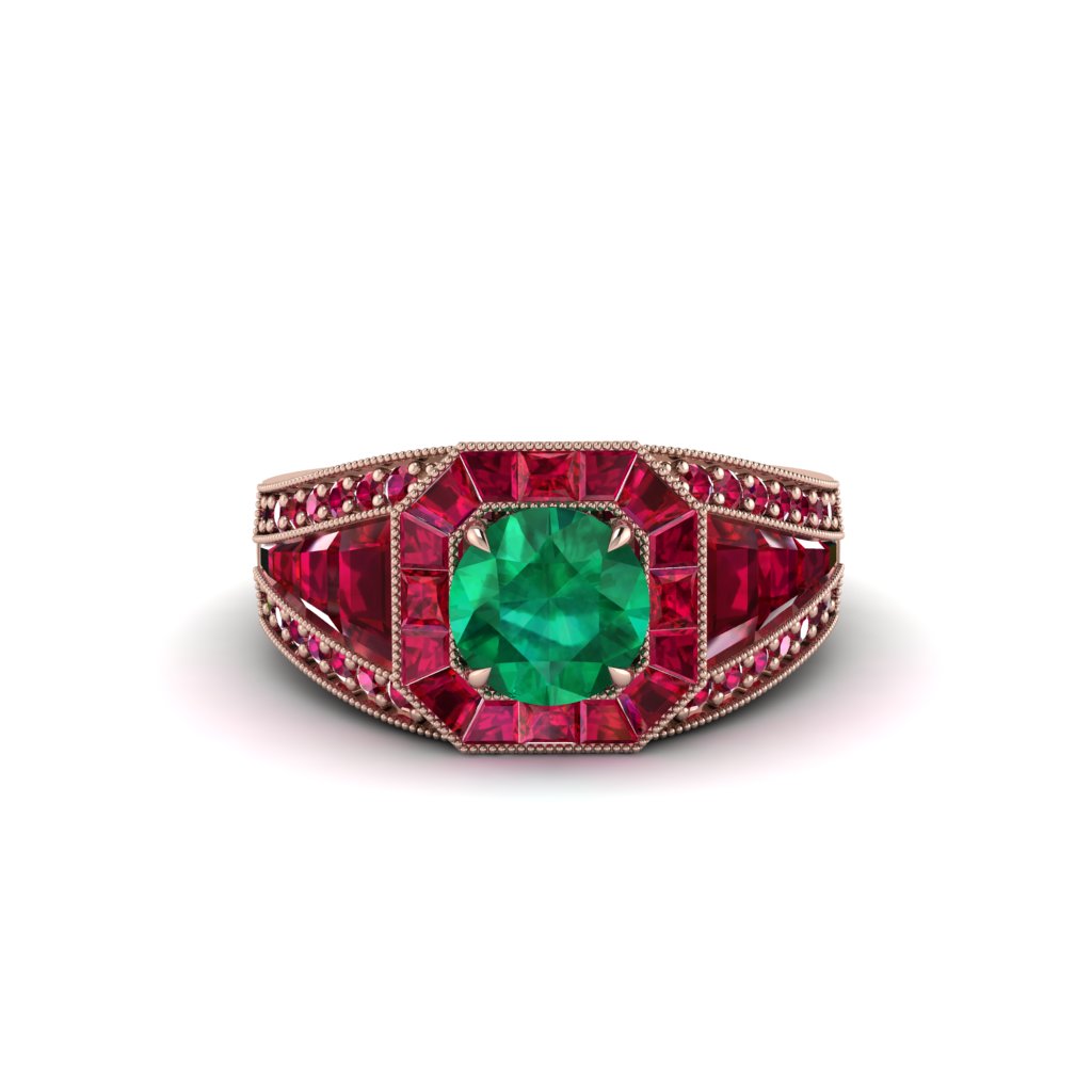 Emerald Royal Radiance Halo Engagement Ring - Liana No. 50