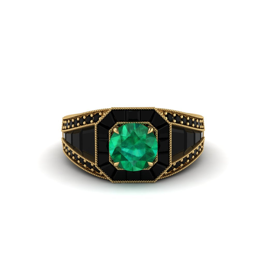 Emerald Royal Radiance Halo Engagement Ring - Liana No. 34
