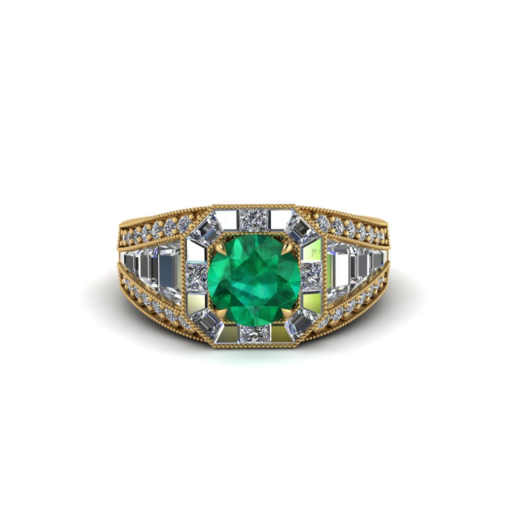 Emerald Royal Radiance Halo Engagement Ring - Liana No. 4