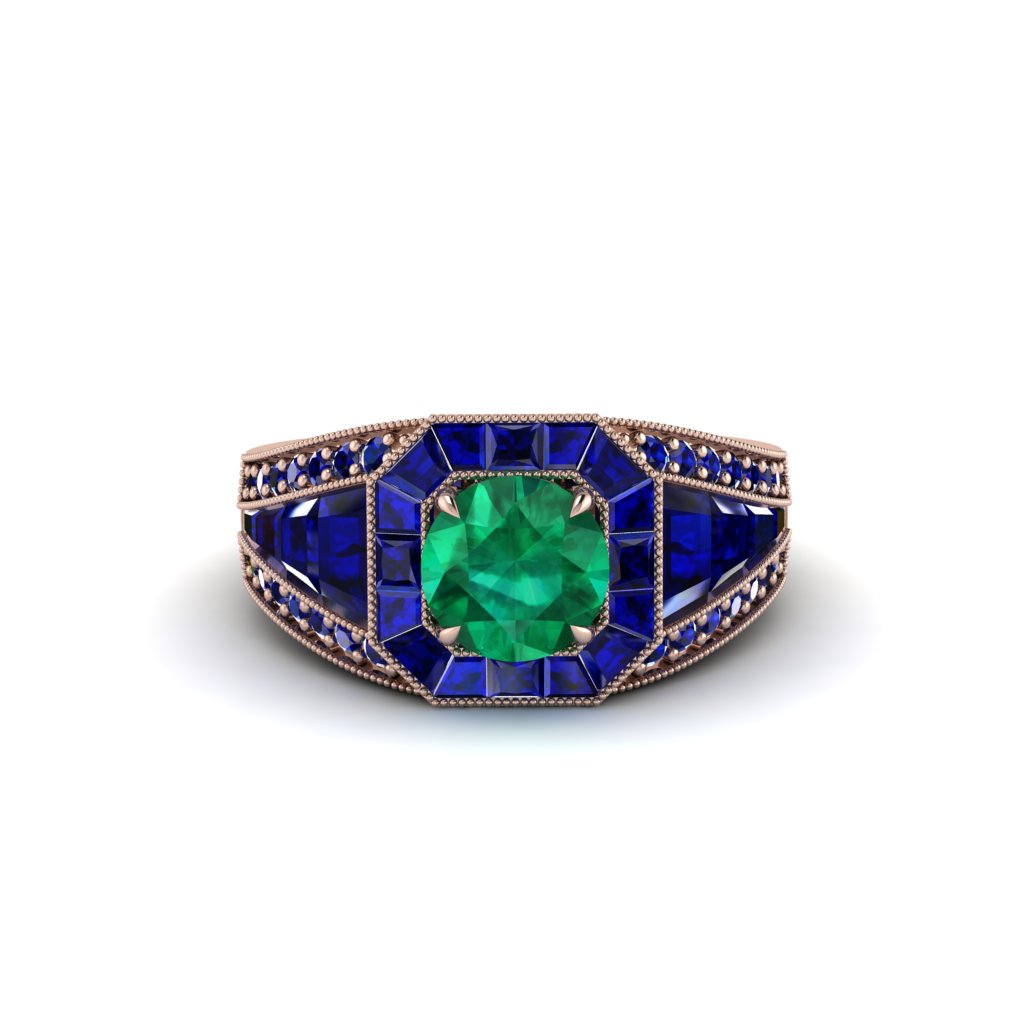Emerald Royal Radiance Halo Engagement Ring - Liana No. 65