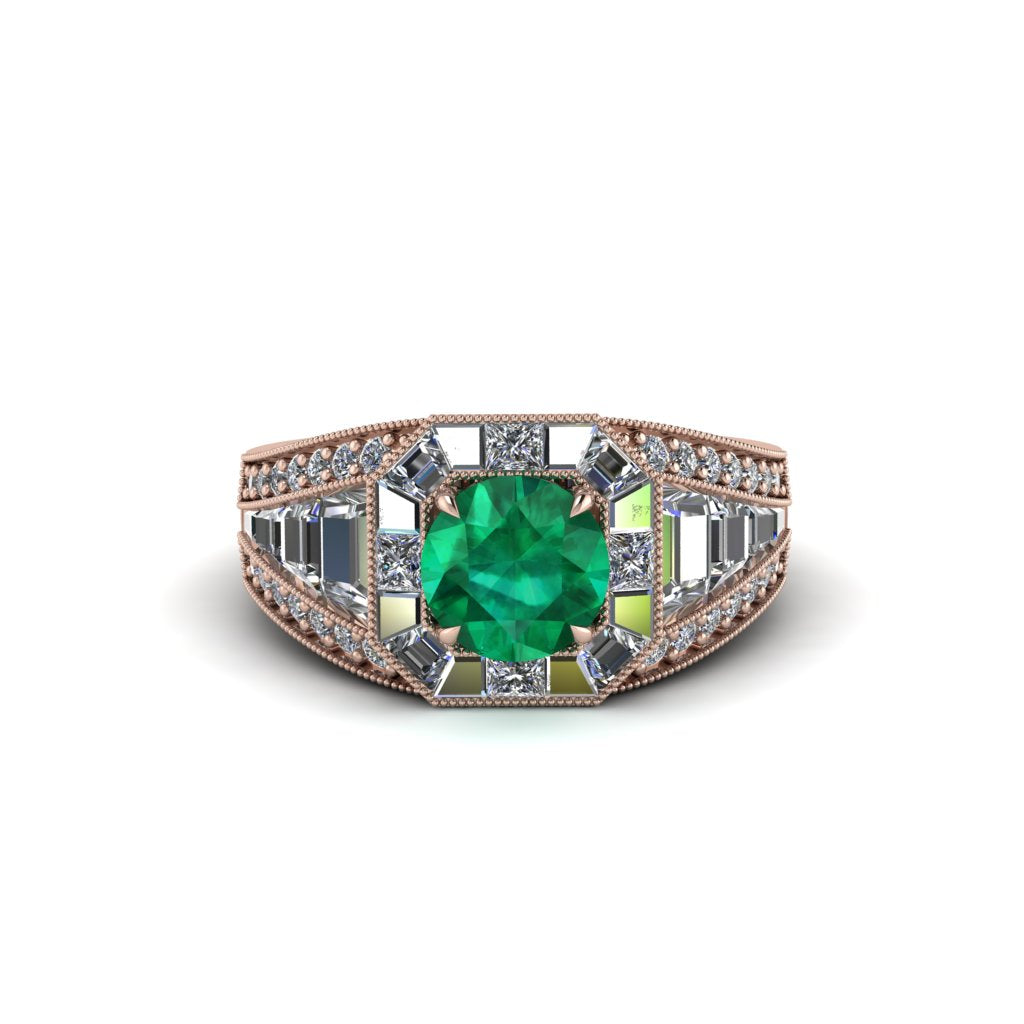 Emerald Royal Radiance Halo Engagement Ring - Liana No. 5