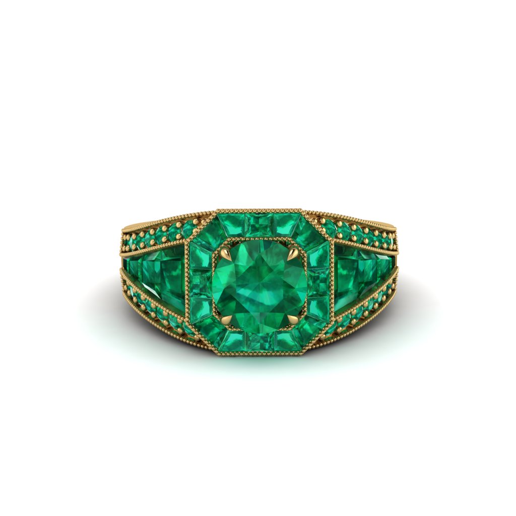 Emerald Royal Radiance Halo Engagement Ring - Liana No. 19