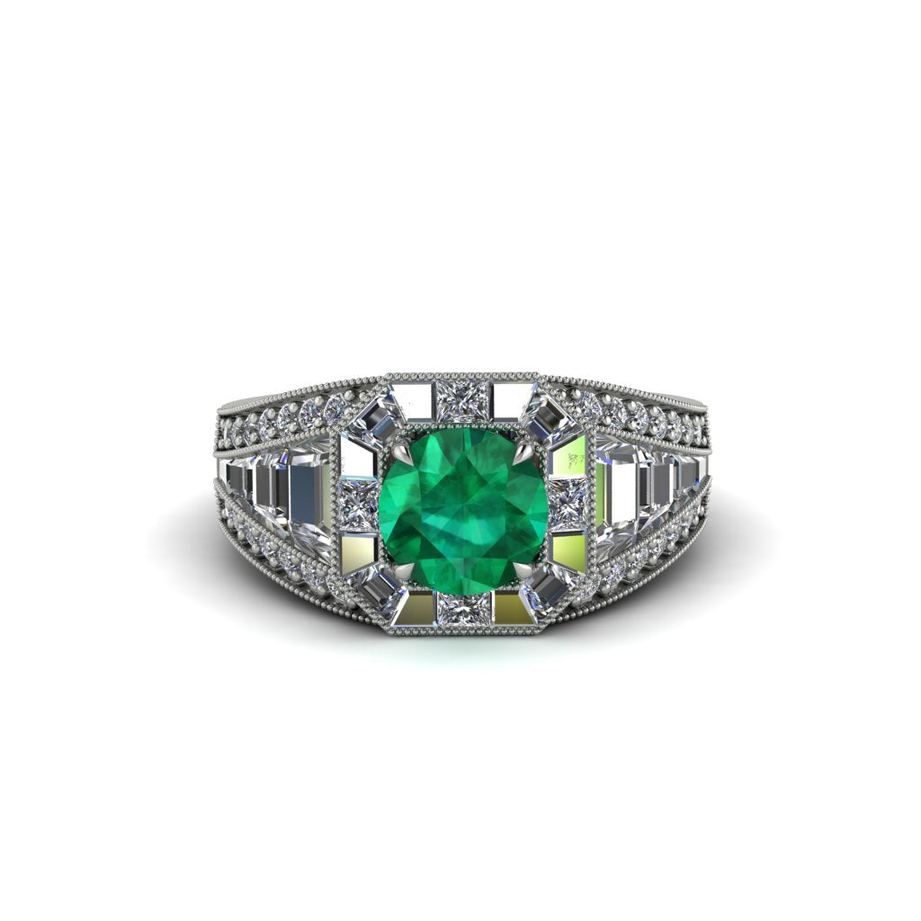 Emerald Royal Radiance Halo Engagement Ring - Liana No. 6