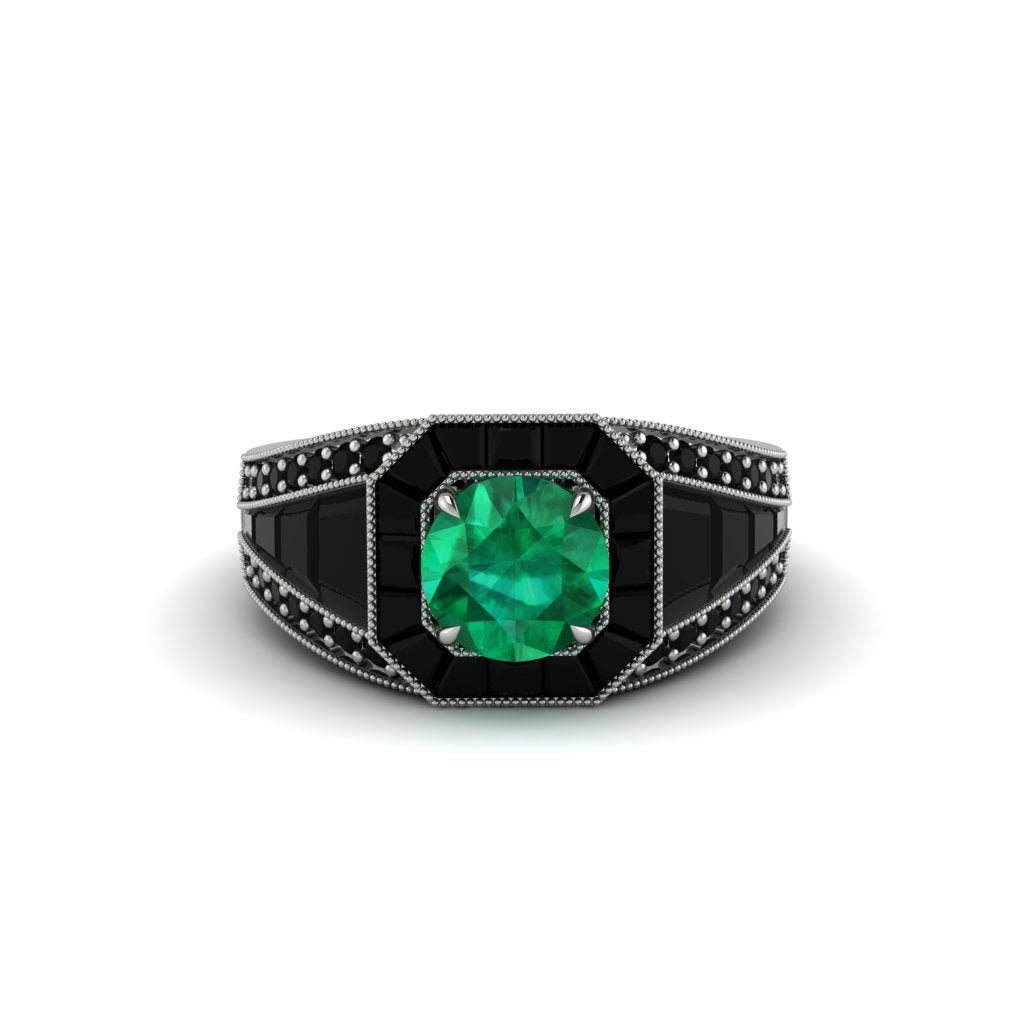 Emerald Royal Radiance Halo Engagement Ring - Liana No. 36