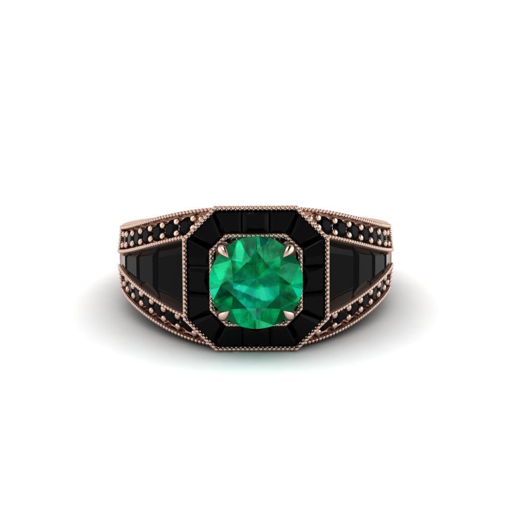 Emerald Royal Radiance Halo Engagement Ring - Liana No. 35