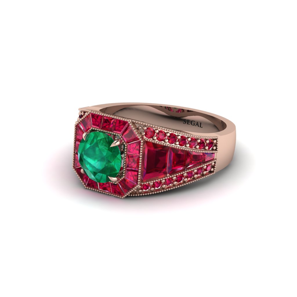 Emerald Royal Radiance Halo Engagement Ring - Liana No. 50