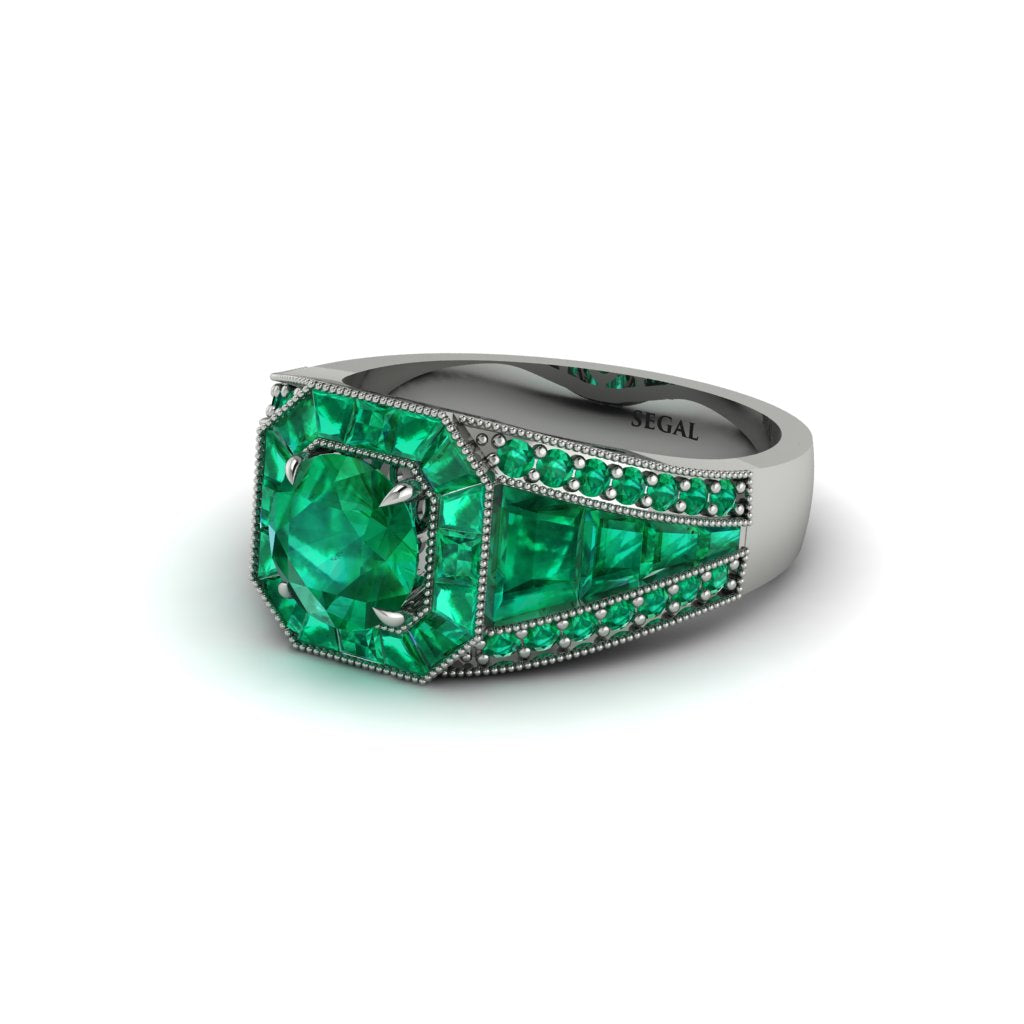 Emerald Royal Radiance Halo Engagement Ring - Liana No. 21