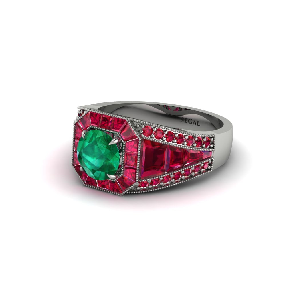 Emerald Royal Radiance Halo Engagement Ring - Liana No. 51