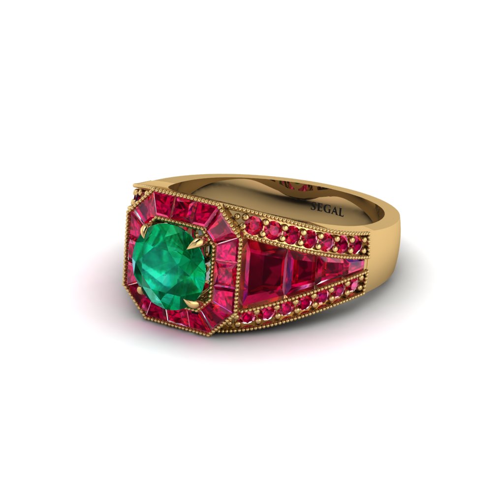 Emerald Royal Radiance Halo Engagement Ring - Liana No. 49
