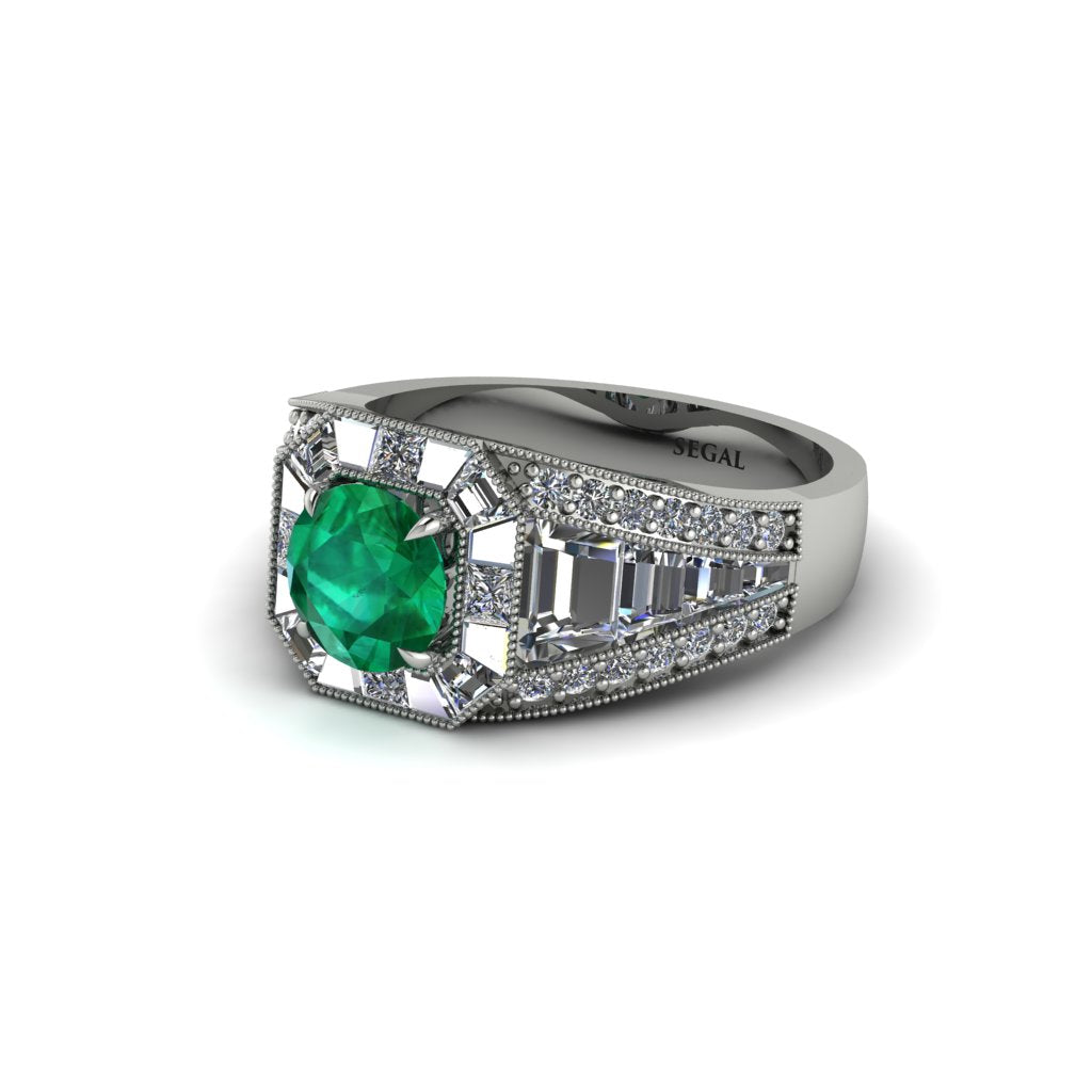 Emerald Royal Radiance Halo Engagement Ring - Liana No. 6