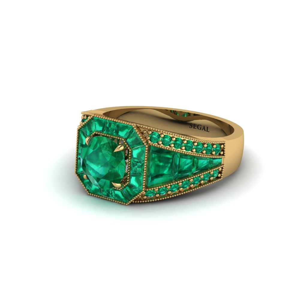 Emerald Royal Radiance Halo Engagement Ring - Liana No. 19
