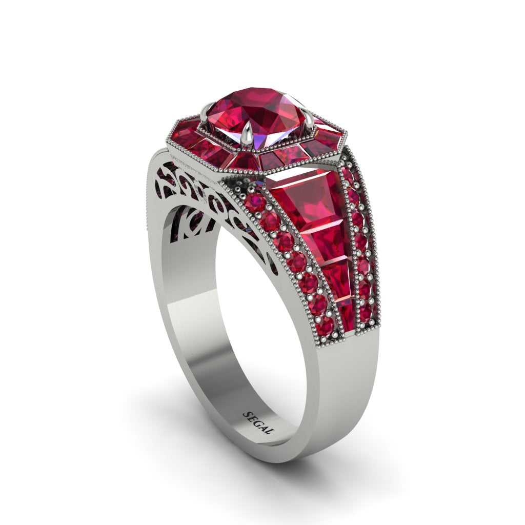 Ruby Royal Radiance Halo Engagement Ring - Liana No. 57