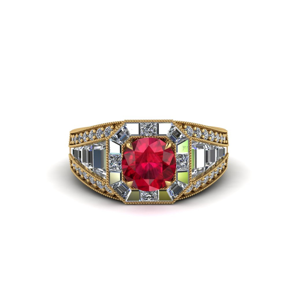 Ruby Royal Radiance Halo Engagement Ring - Liana No. 10