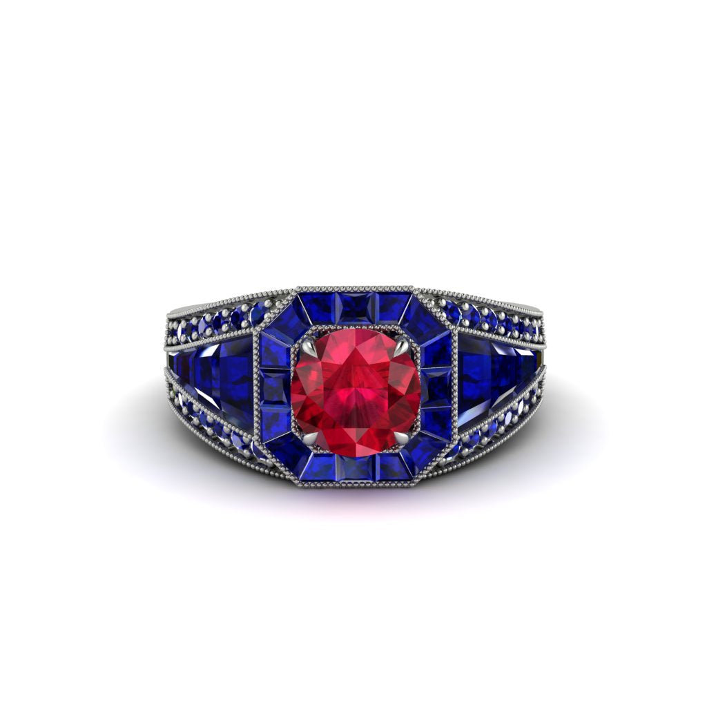 Ruby Royal Radiance Halo Engagement Ring - Liana No. 72