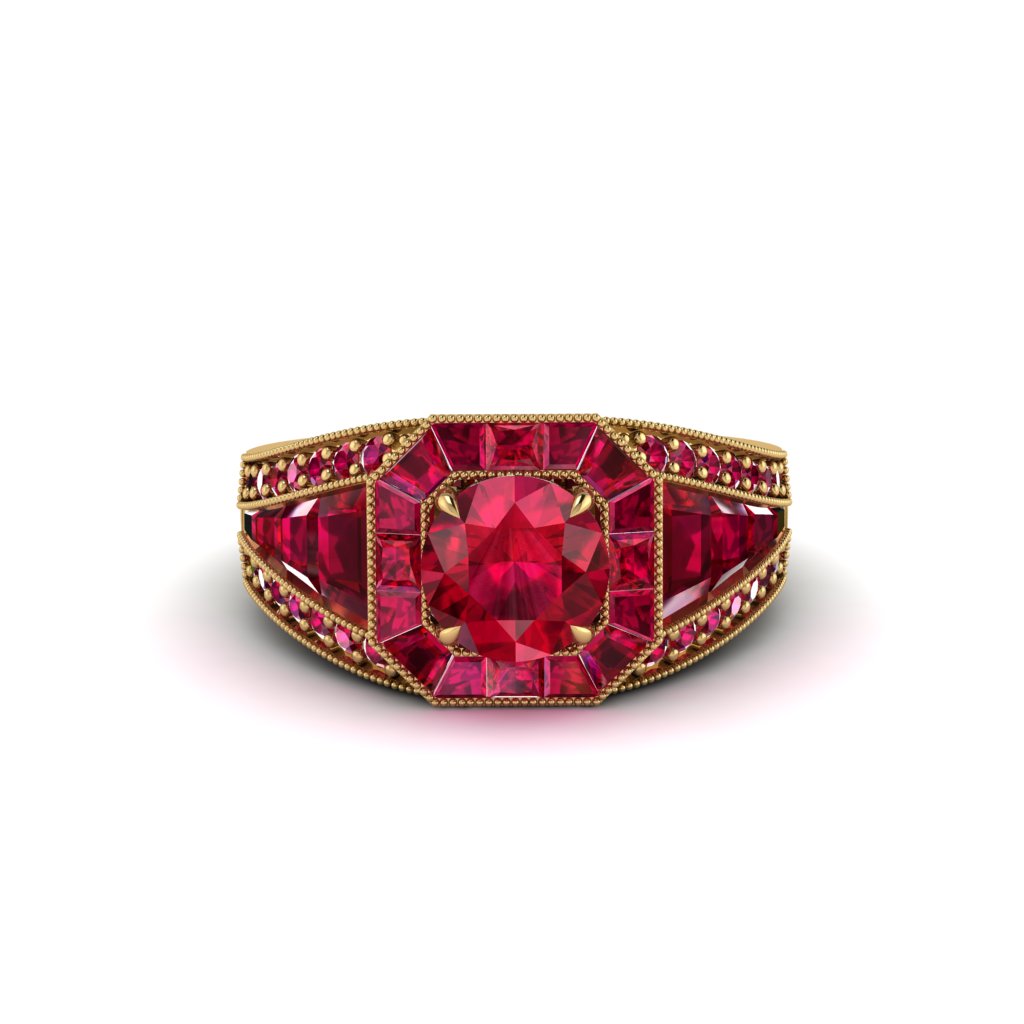 Ruby Royal Radiance Halo Engagement Ring - Liana No. 55