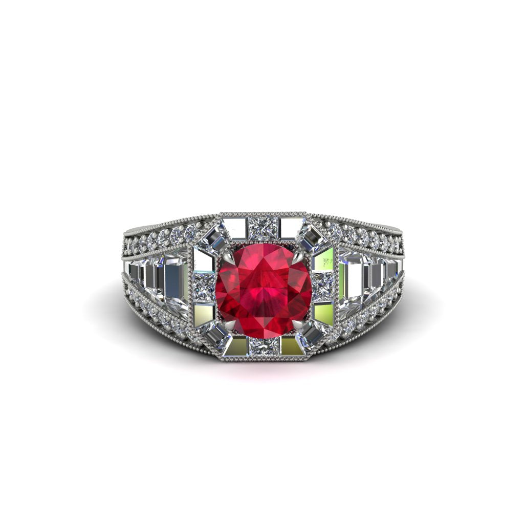 Ruby Royal Radiance Halo Engagement Ring - Liana No. 12