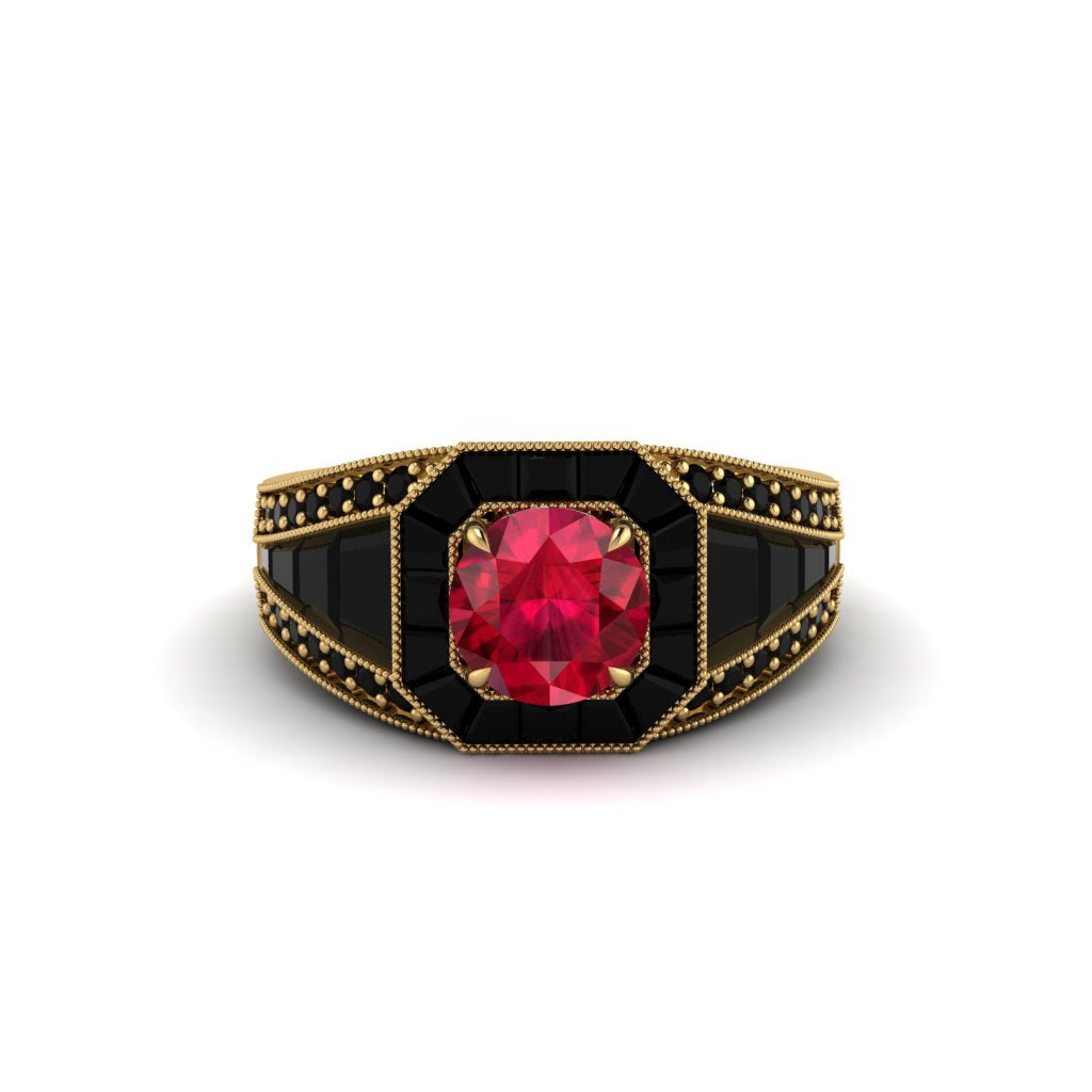 Ruby Royal Radiance Halo Engagement Ring - Liana No. 40