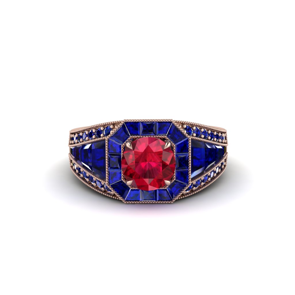 Ruby Royal Radiance Halo Engagement Ring - Liana No. 71