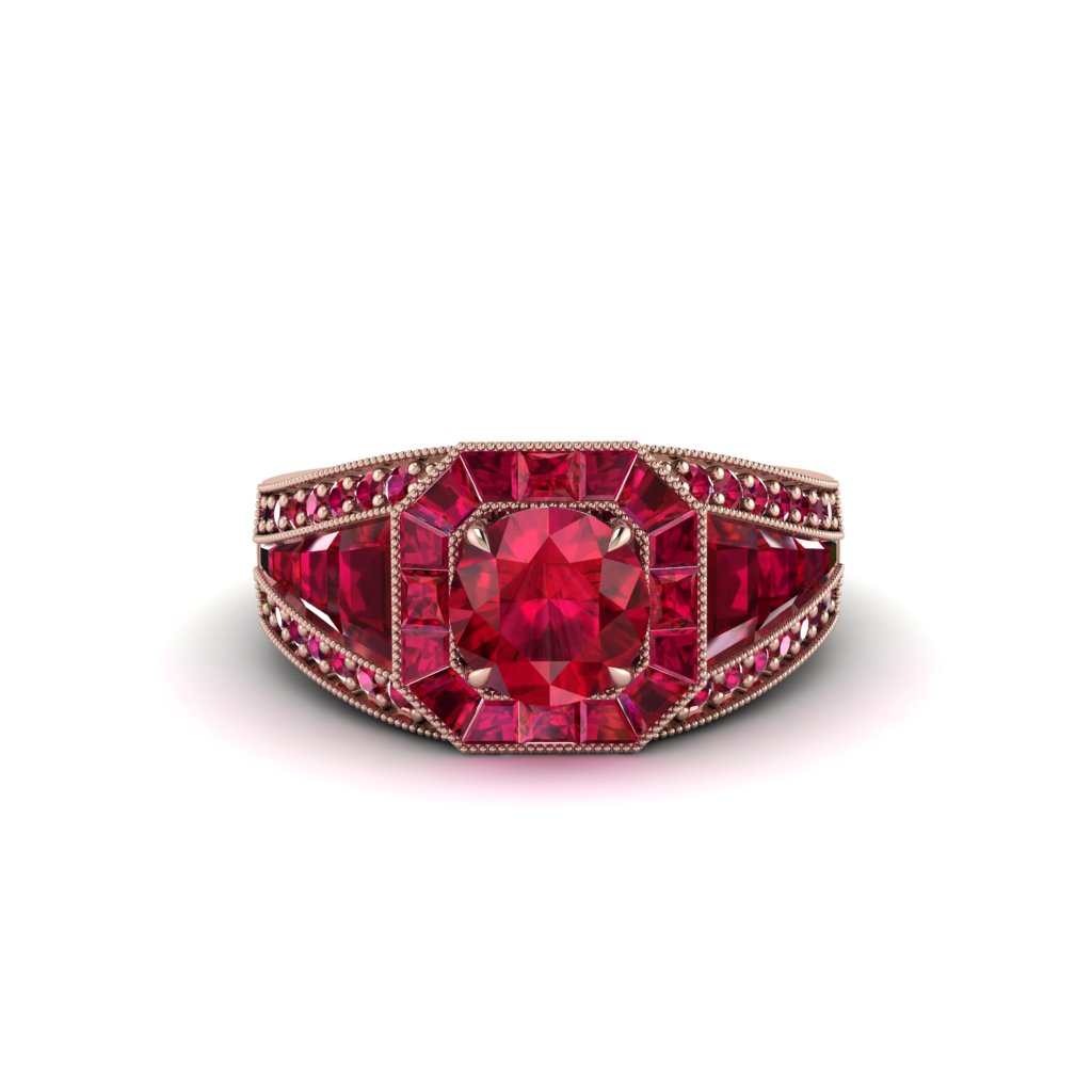 Ruby Royal Radiance Halo Engagement Ring - Liana No. 56