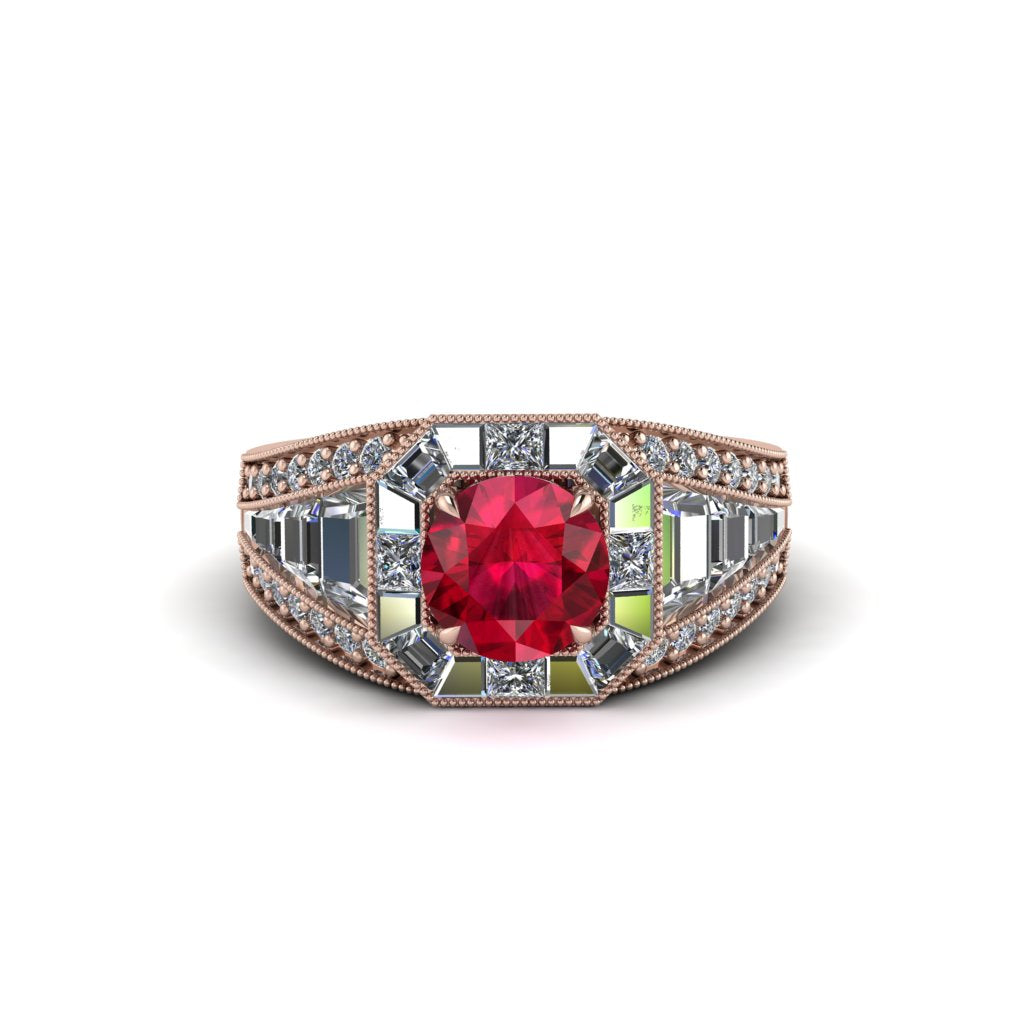 Ruby Royal Radiance Halo Engagement Ring - Liana No. 11