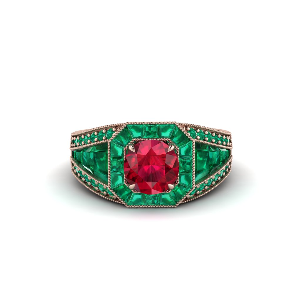 Ruby Royal Radiance Halo Engagement Ring - Liana No. 26