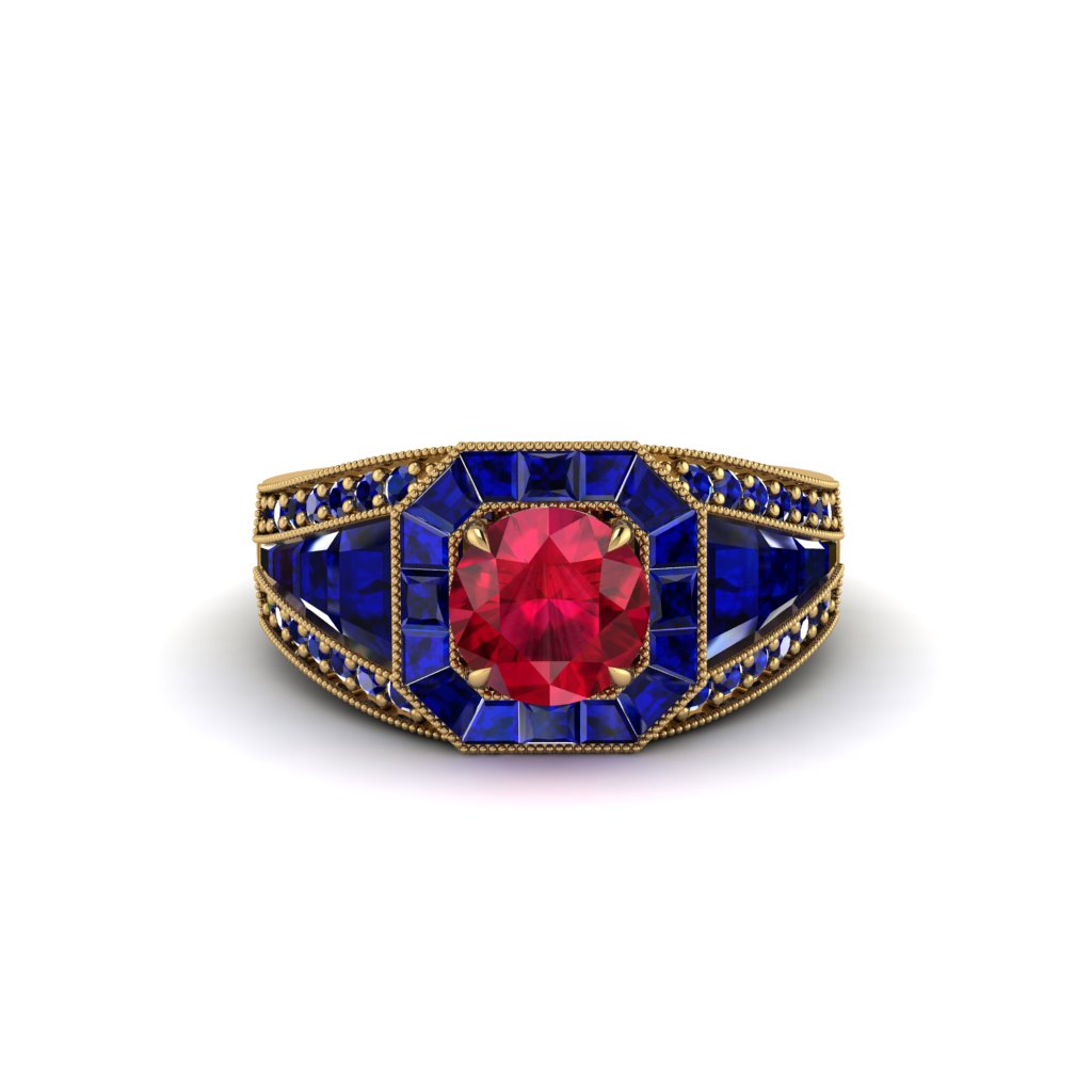 Ruby Royal Radiance Halo Engagement Ring - Liana No. 70