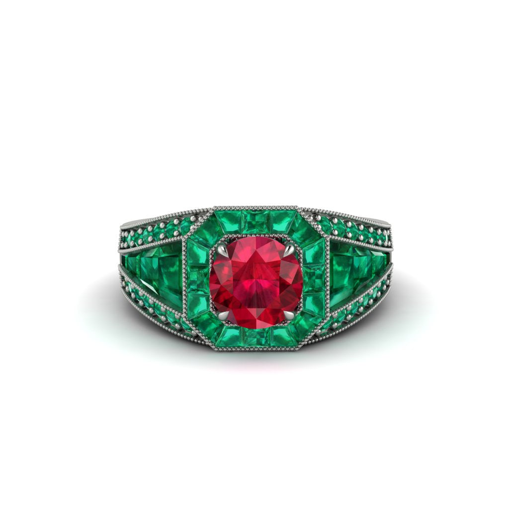 Ruby Royal Radiance Halo Engagement Ring - Liana No. 27